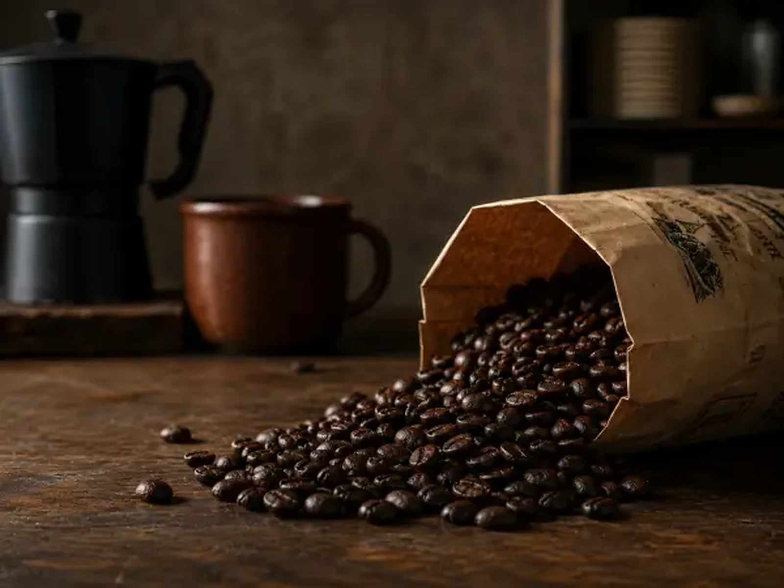 Coffee beans in burlap